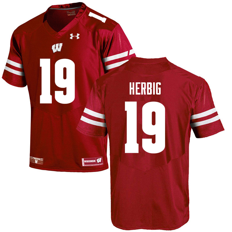 Wisconsin Badgers Men's #19 Nick Herbig NCAA Under Armour Authentic Red College Stitched Football Jersey XB40R74DM